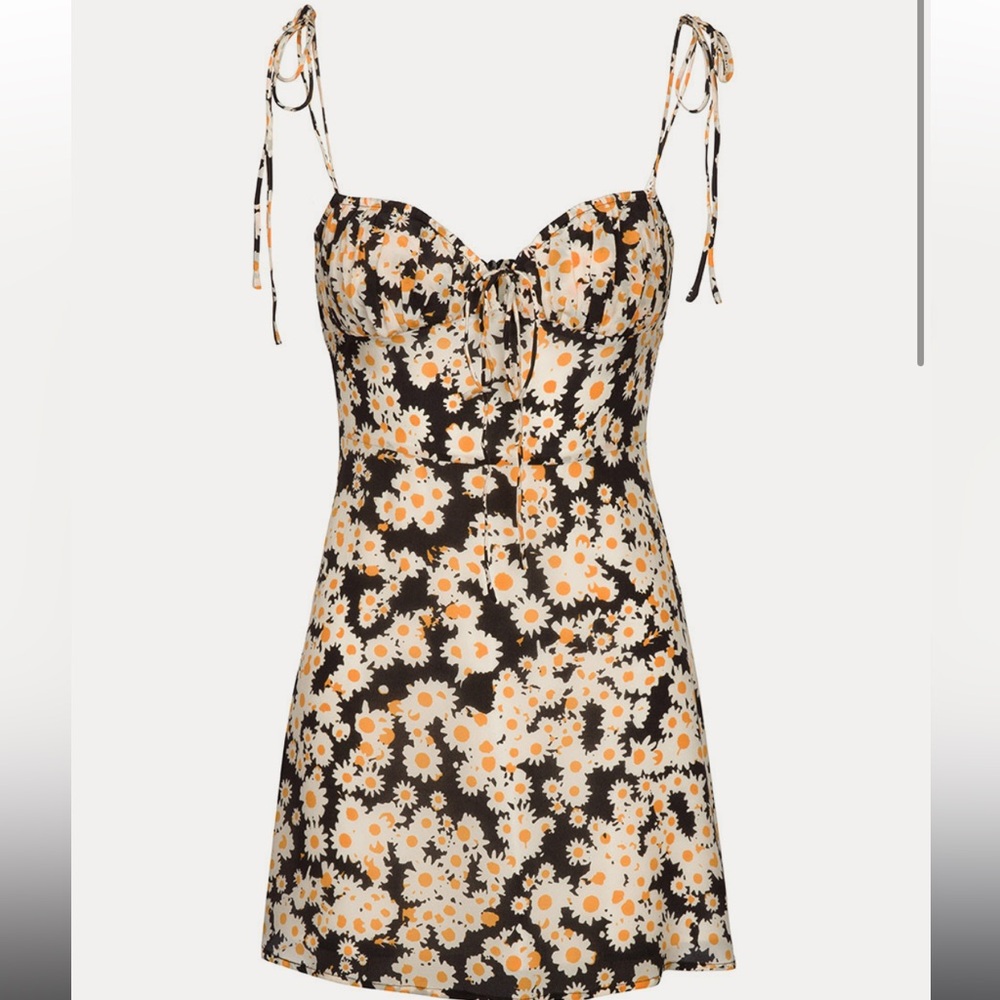 Realisation Par Floral Mini Dress - Black and Orange